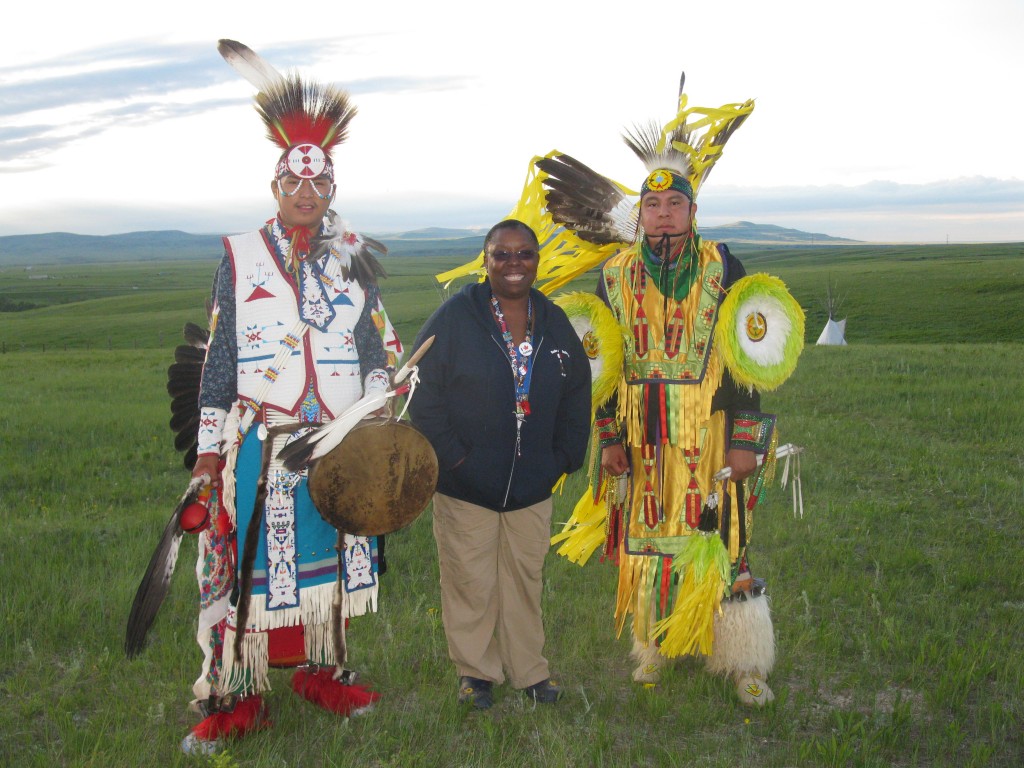 Here I am with two performers from The Black Foot Nation